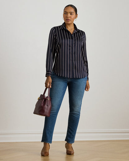 Ralph Lauren Classic Fit Striped Charmeuse Shirt