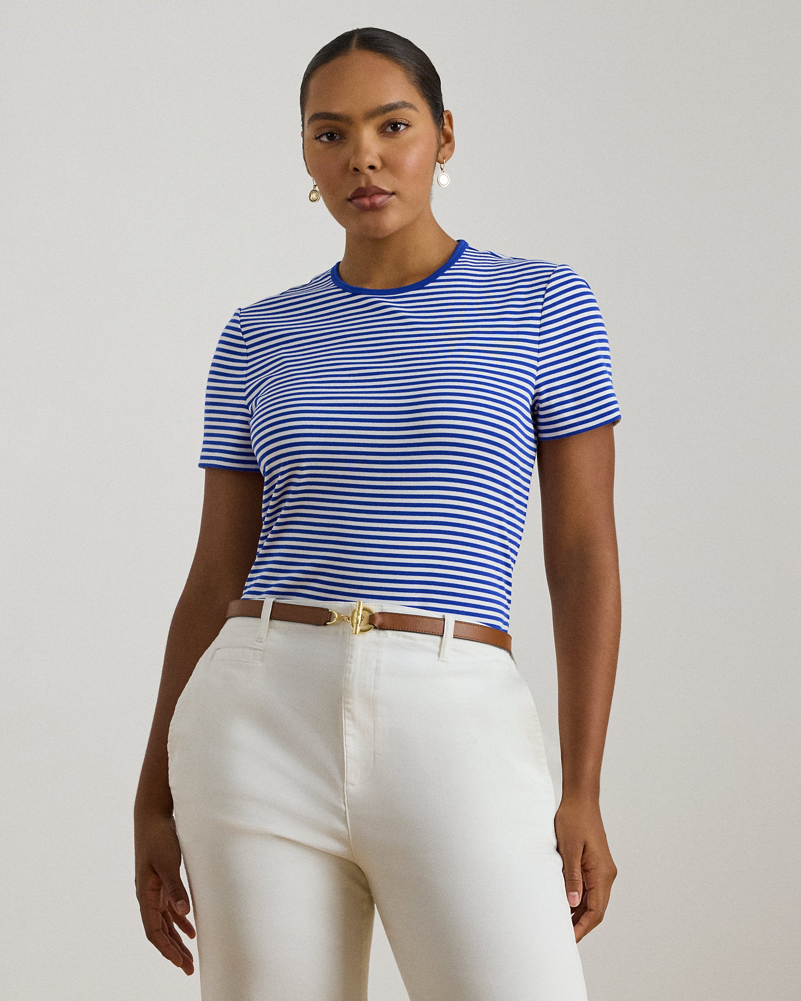 Ralph Lauren Striped Stretch Cotton Crewneck Tee