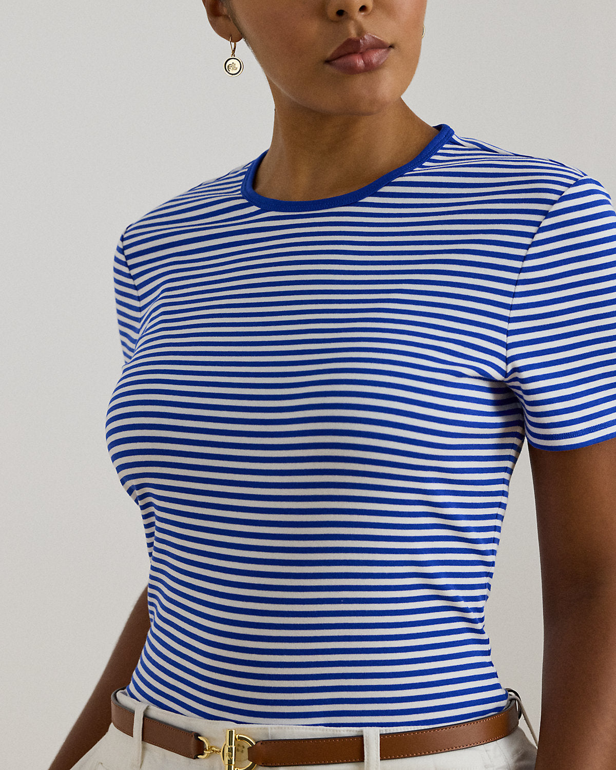 Ralph Lauren Striped Stretch Cotton Crewneck Tee