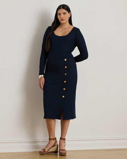 Ralph Lauren ButtonTrim RibKnit Dress