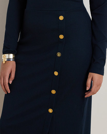 Ralph Lauren ButtonTrim RibKnit Dress