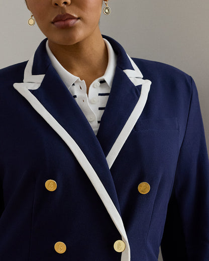 Ralph Lauren TwoTone DoubleBreasted Piqué Blazer