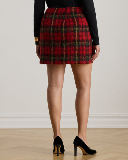 Ralph Lauren Plaid Mohair Pencil Miniskirt