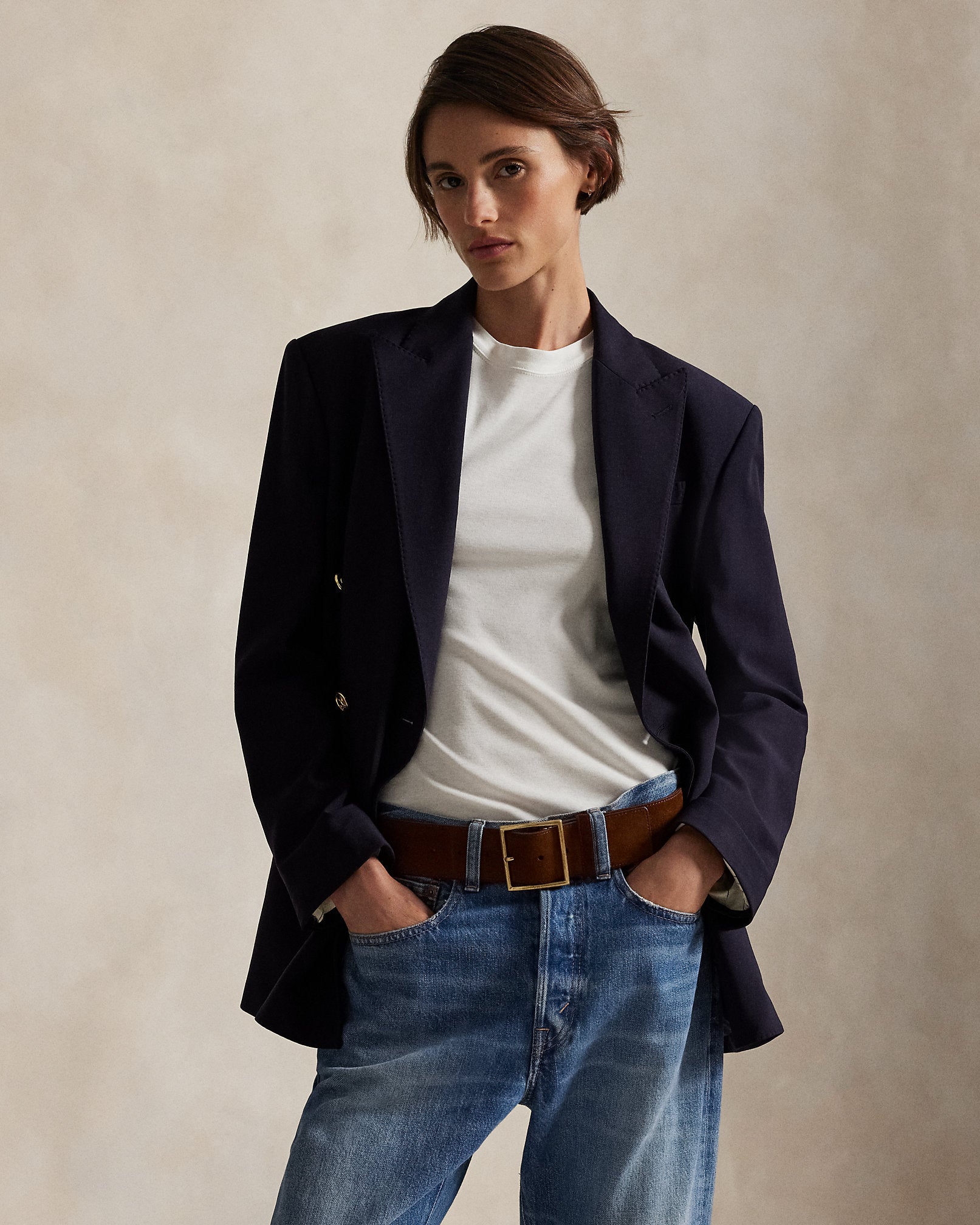 Ralph Lauren DoubleBreasted Stretch Wool Blazer