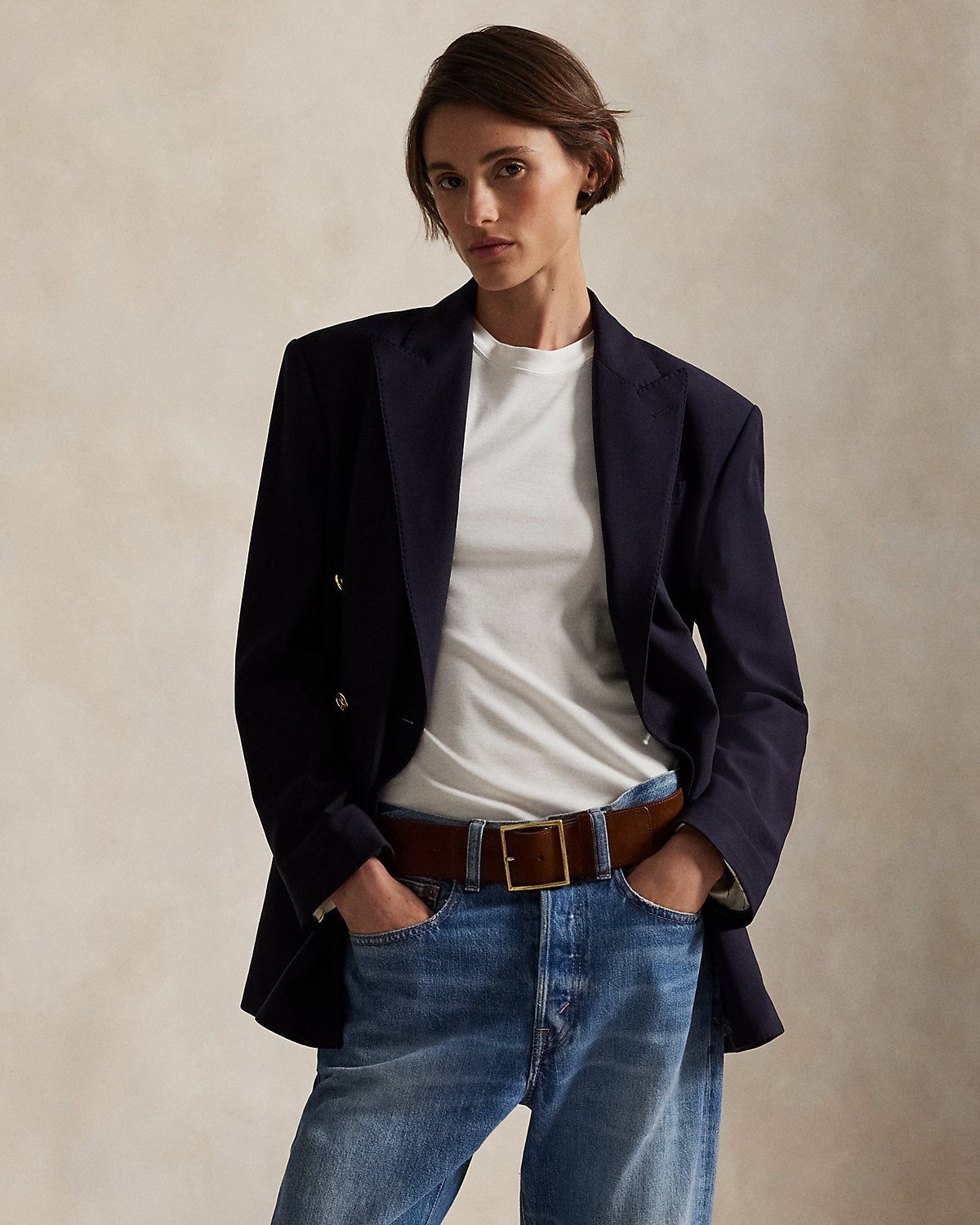 Ralph Lauren DoubleBreasted Stretch Wool Blazer