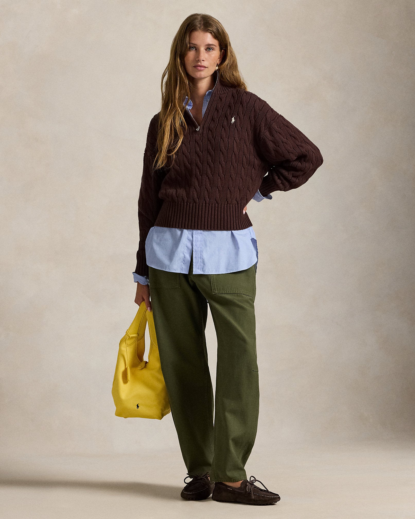 Ralph Lauren CableKnit Cotton QuarterZip Sweater