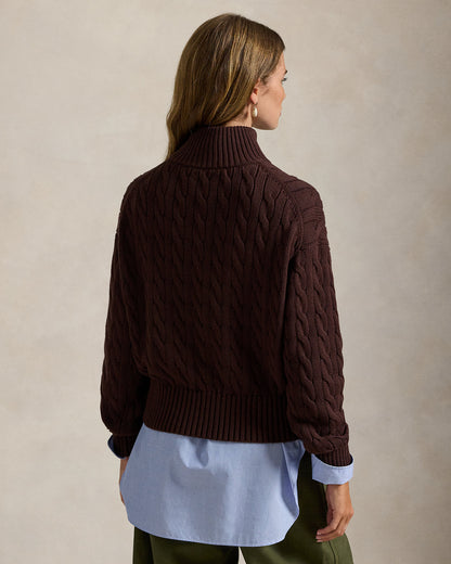 Ralph Lauren CableKnit Cotton QuarterZip Sweater