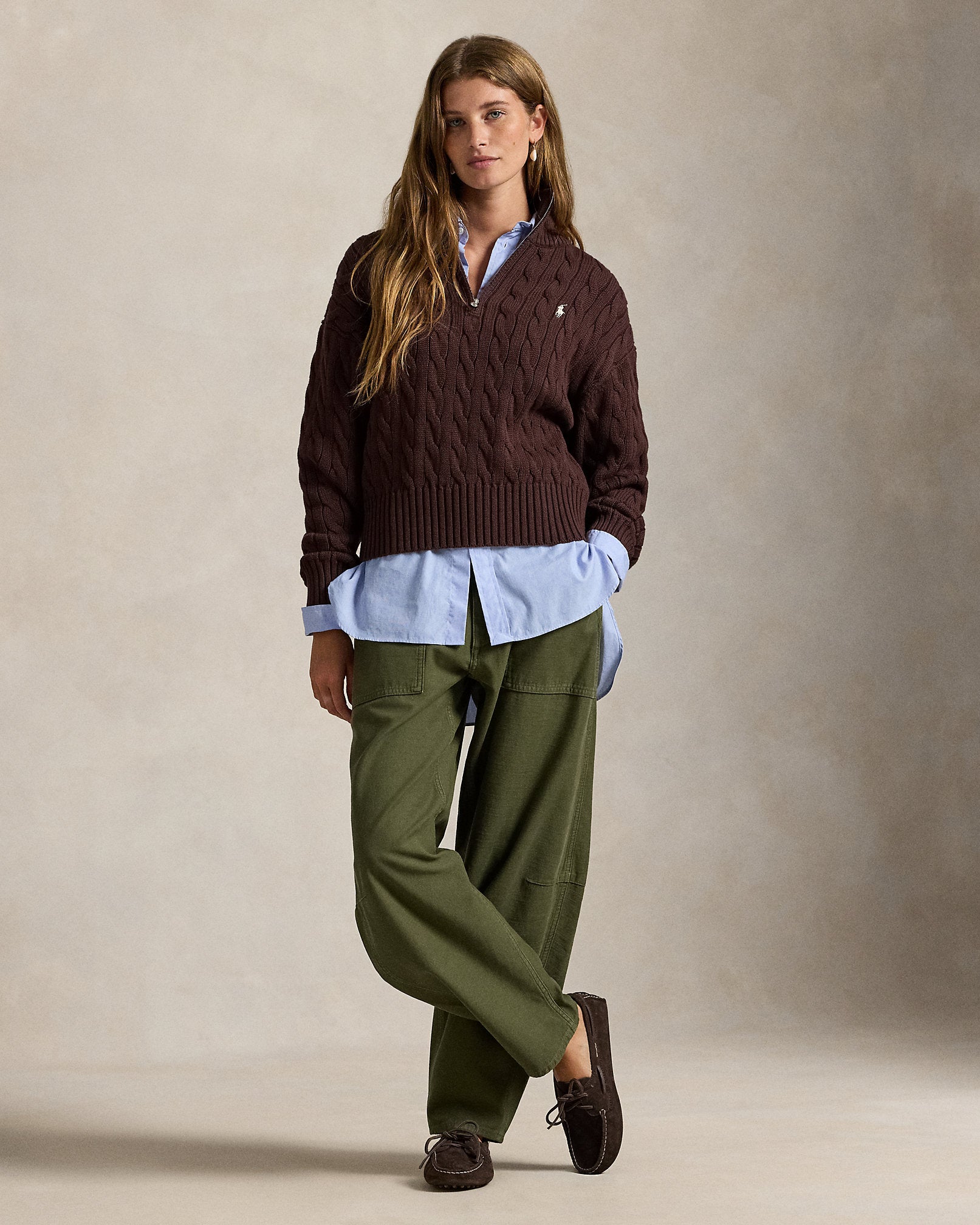 Ralph Lauren CableKnit Cotton QuarterZip Sweater
