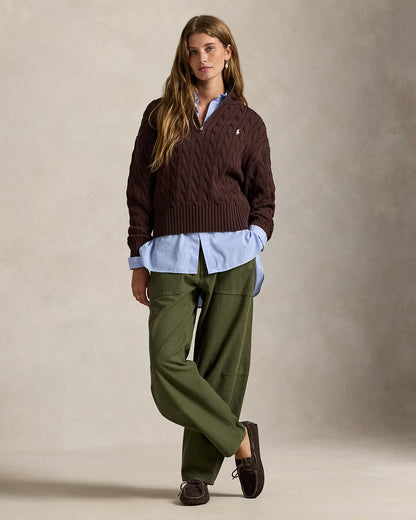 Ralph Lauren CableKnit Cotton QuarterZip Sweater