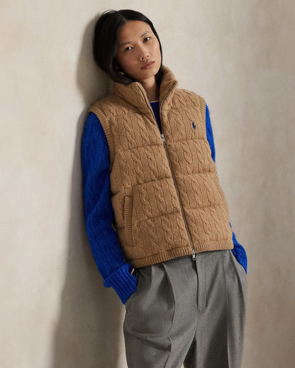 Ralph Lauren CableKnit WoolCashmere Puffer Vest