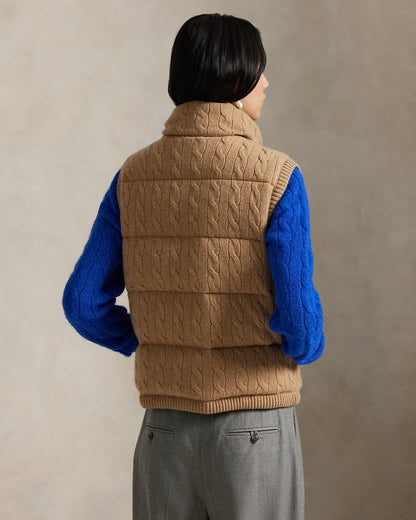Ralph Lauren CableKnit WoolCashmere Puffer Vest