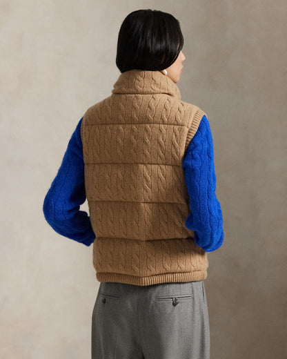 Ralph Lauren CableKnit WoolCashmere Puffer Vest