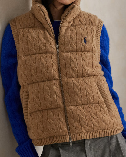 Ralph Lauren CableKnit WoolCashmere Puffer Vest