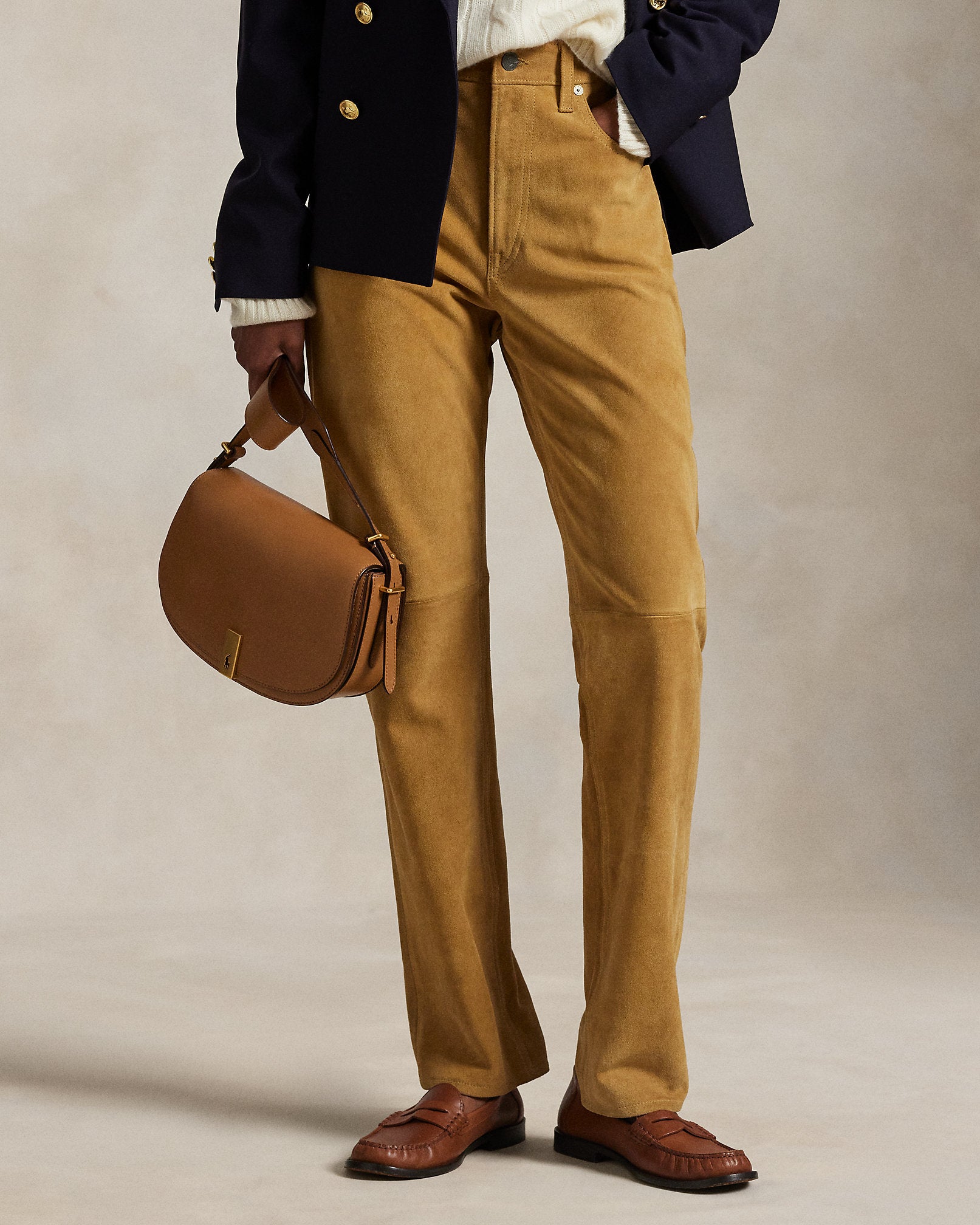 Ralph Lauren Suede Relaxed Straight Pant