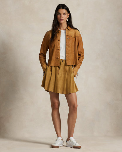 Ralph Lauren Pleated Suede Skirt