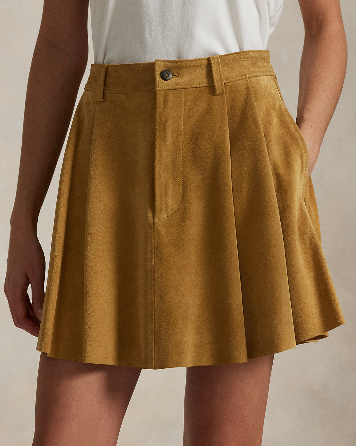 Ralph Lauren Pleated Suede Skirt