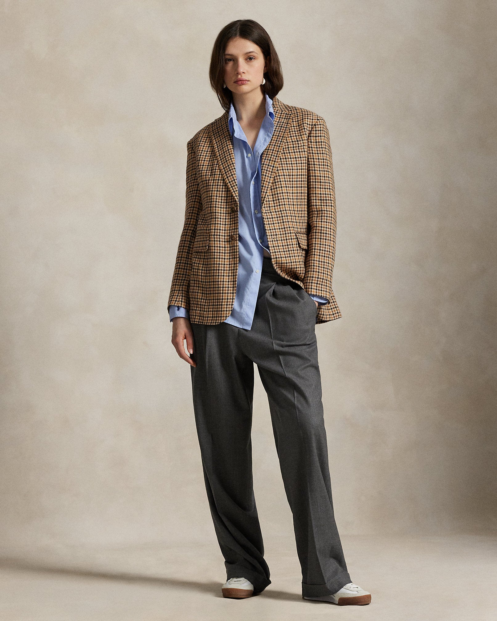 Ralph Lauren SingleBreasted Plaid Tweed Blazer