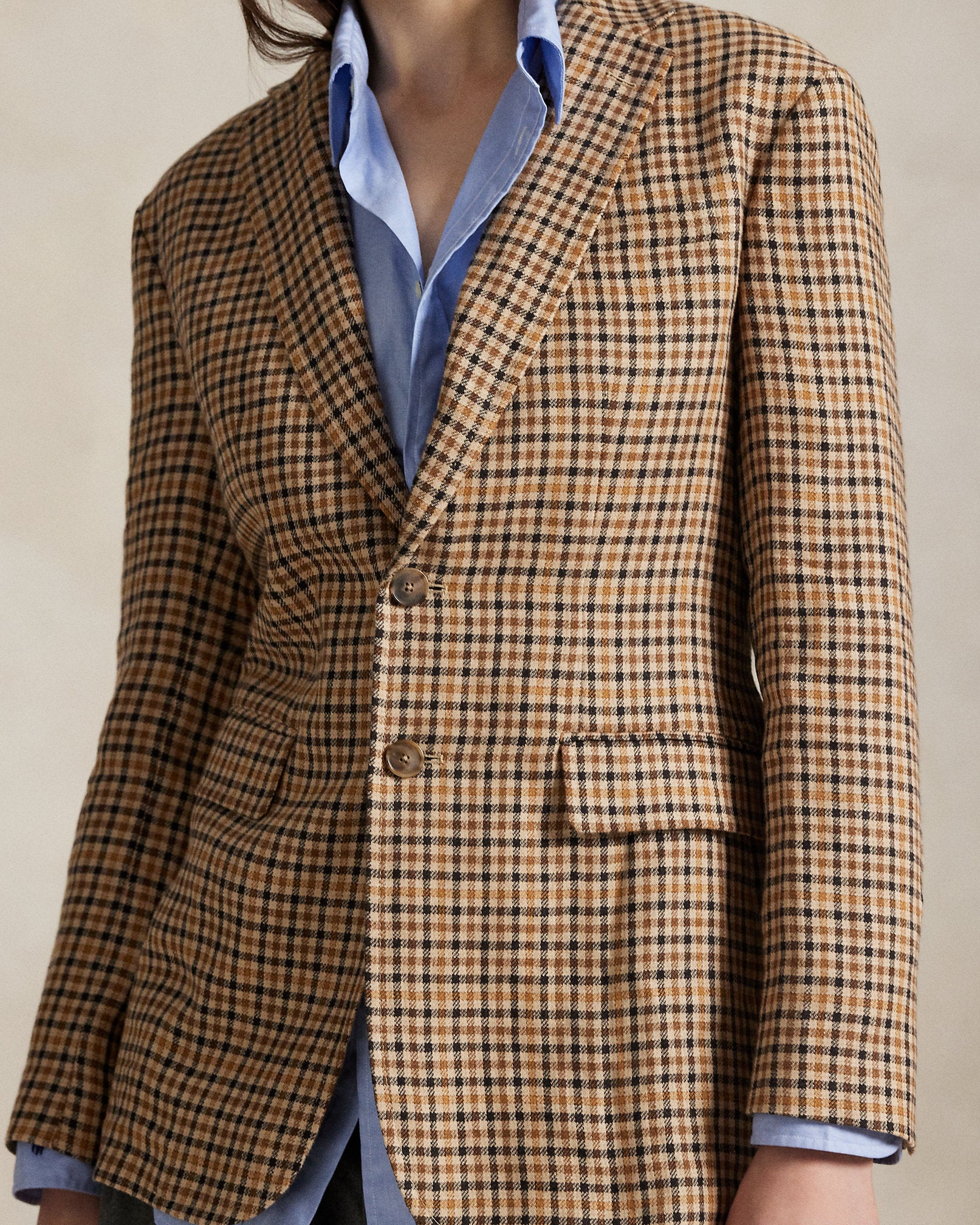 Ralph Lauren SingleBreasted Plaid Tweed Blazer