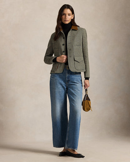 Ralph Lauren SuedeTrim Herringbone Jacket