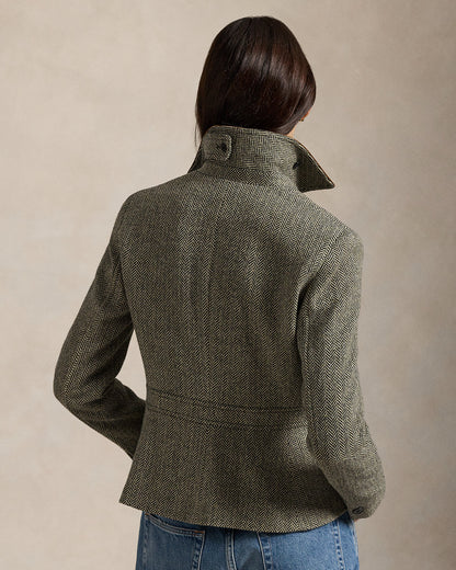 Ralph Lauren SuedeTrim Herringbone Jacket