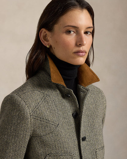 Ralph Lauren SuedeTrim Herringbone Jacket