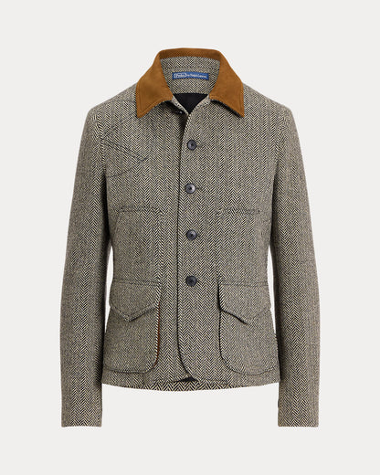 Ralph Lauren SuedeTrim Herringbone Jacket