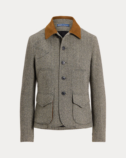 Ralph Lauren SuedeTrim Herringbone Jacket