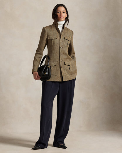 Ralph Lauren LinenBlend Herringbone Mockneck Jacket