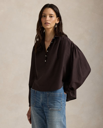 Ralph Lauren Pleated CottonSilk Blouse