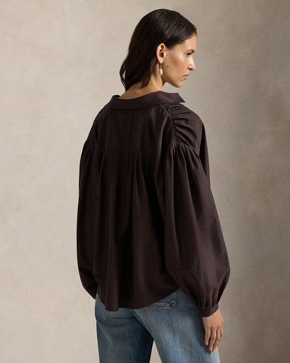 Ralph Lauren Pleated CottonSilk Blouse