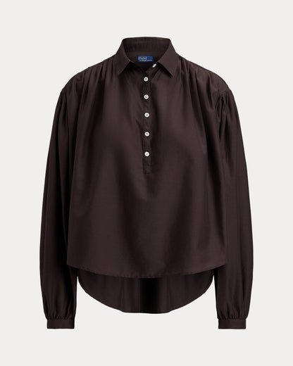 Ralph Lauren Pleated CottonSilk Blouse