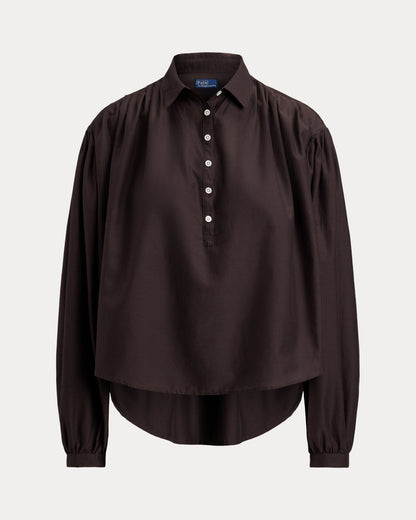Ralph Lauren Pleated CottonSilk Blouse