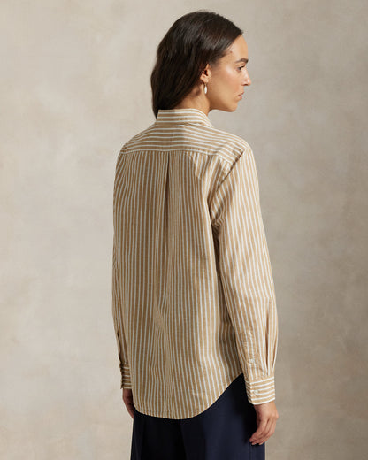 Ralph Lauren Classic Fit Striped CottonLinen Shirt