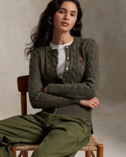 Ralph Lauren CableKnit Cotton Crewneck Cardigan