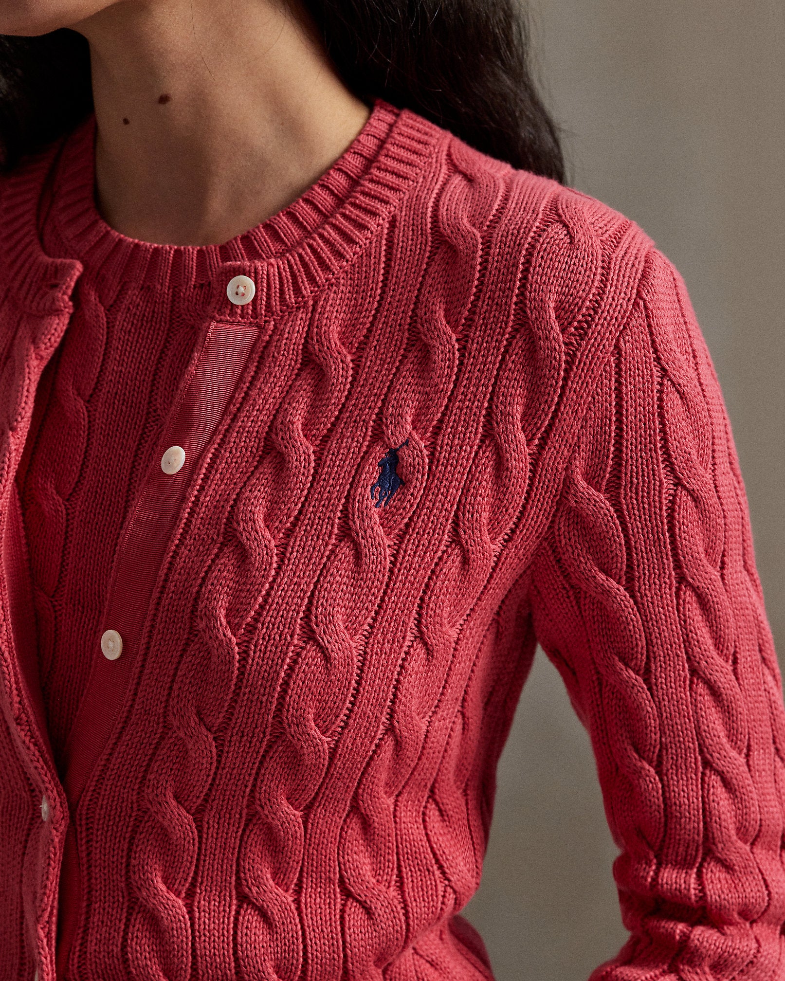 Ralph Lauren CableKnit Cotton Crewneck Cardigan