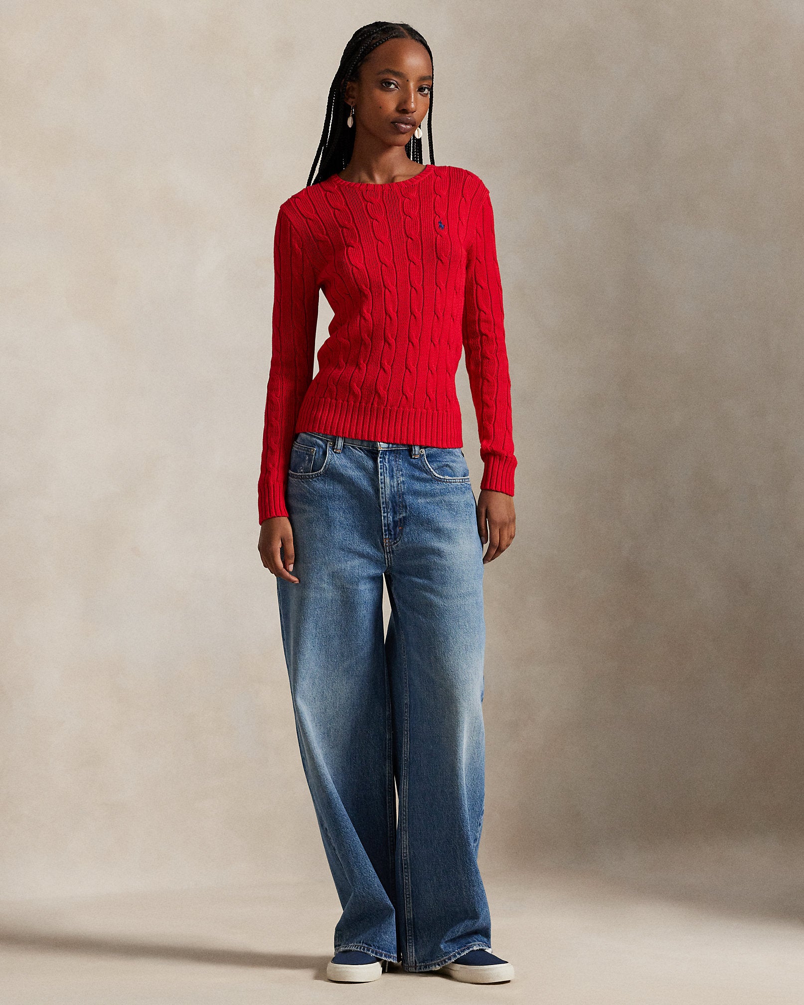 Ralph Lauren CableKnit Cotton Crewneck Sweater