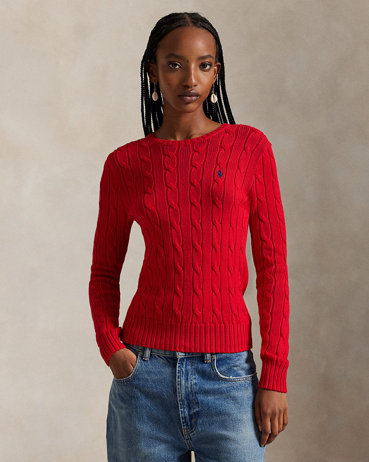 Ralph Lauren CableKnit Cotton Crewneck Sweater