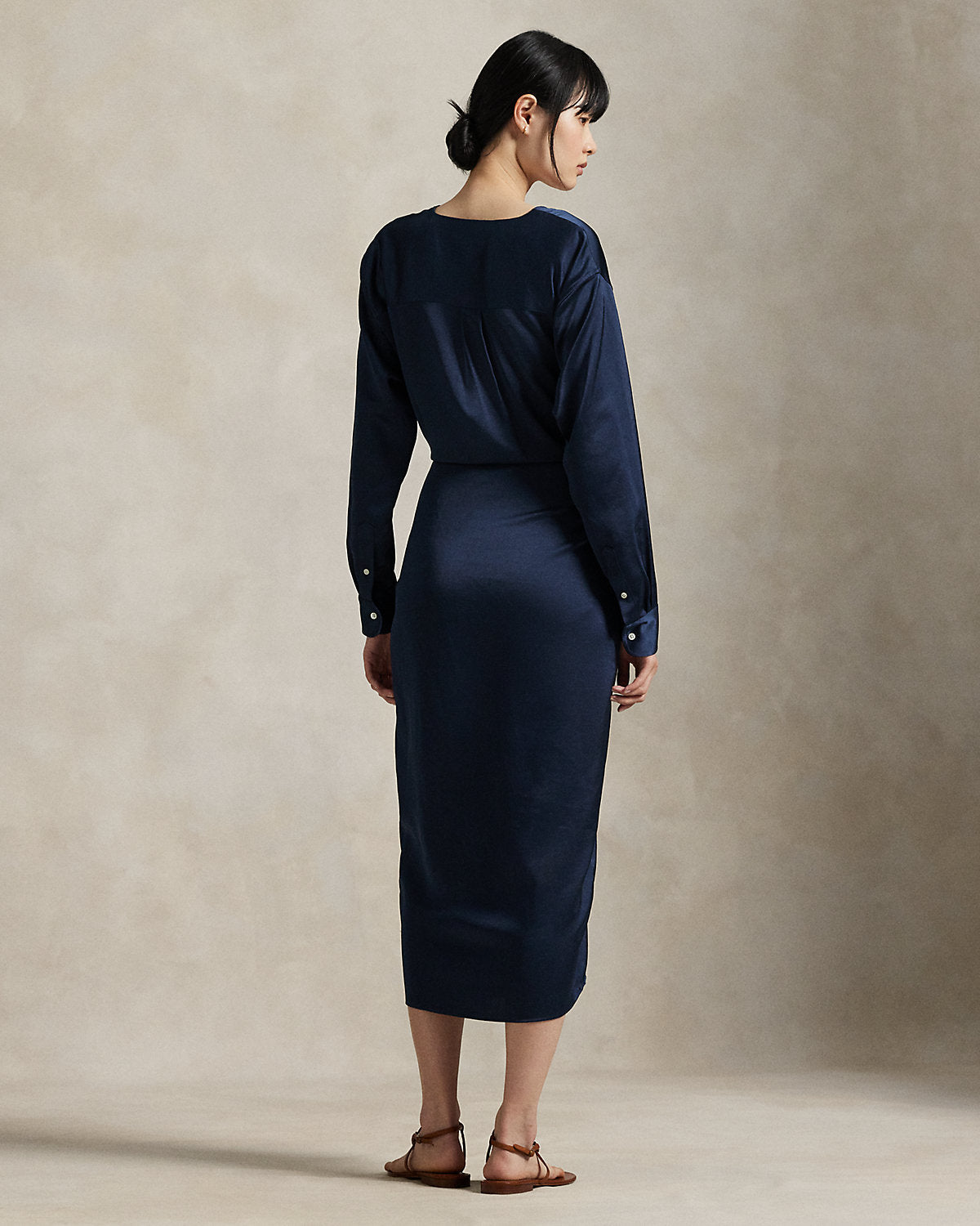 Ralph Lauren Satin TieFront Wrap Shirtdress