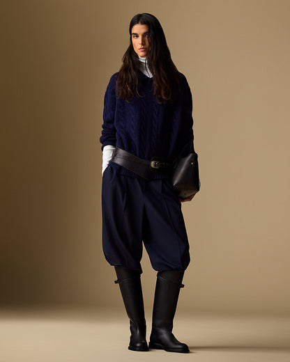 Ralph Lauren CableKnit WoolCashmere Polo Sweater