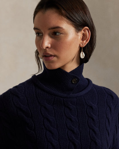 Ralph Lauren CableKnit WoolCashmere Polo Sweater