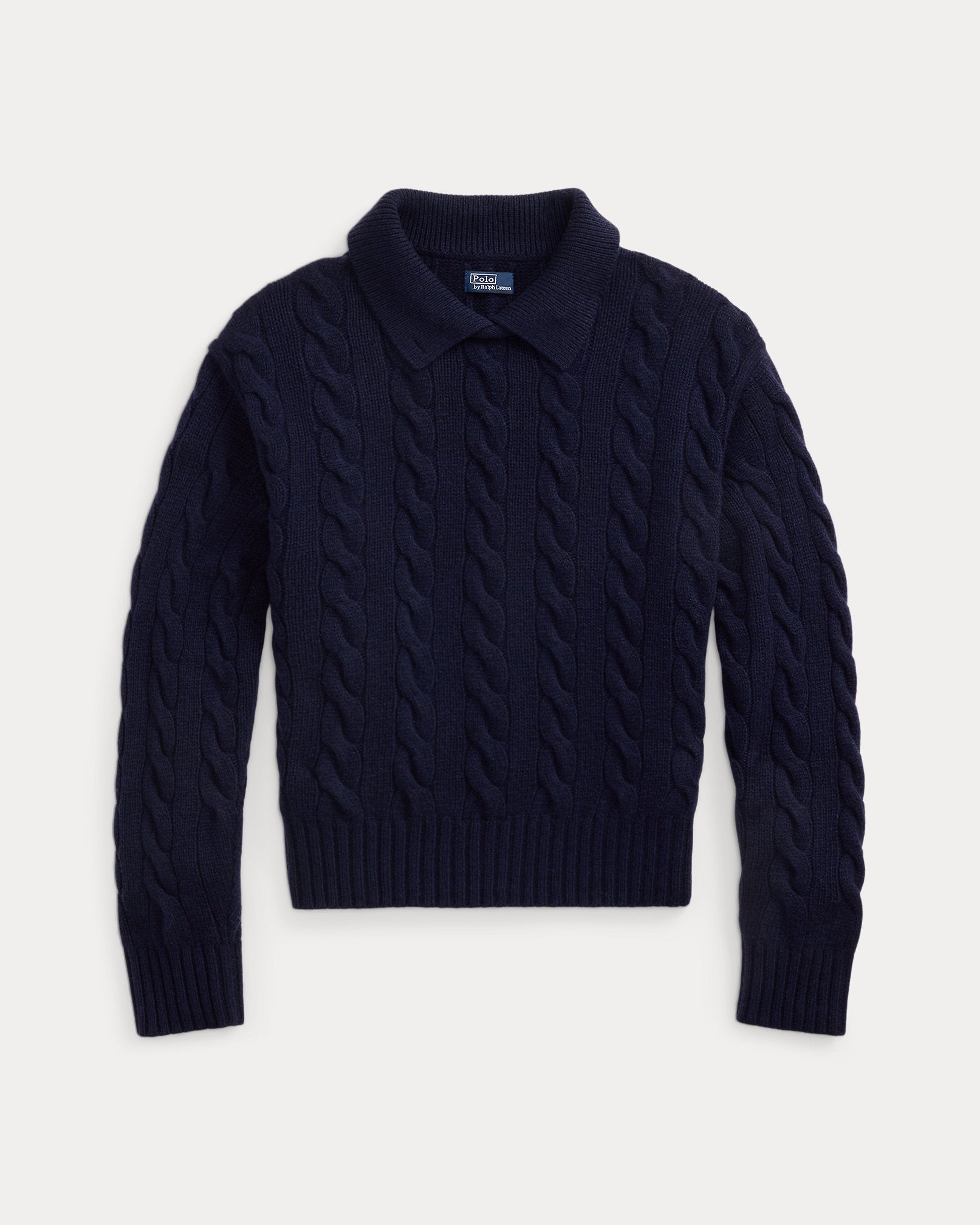 Ralph Lauren CableKnit WoolCashmere Polo Sweater