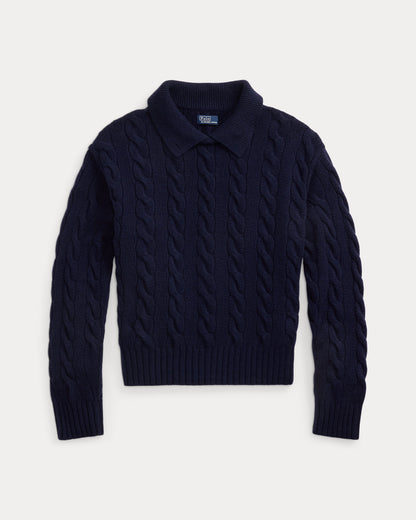 Ralph Lauren CableKnit WoolCashmere Polo Sweater