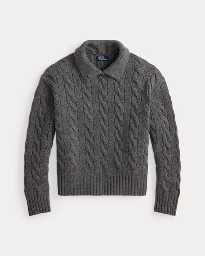 Ralph Lauren CableKnit WoolCashmere Polo Sweater