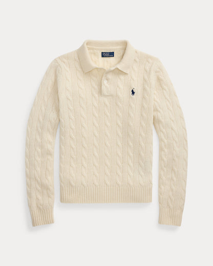 Ralph Lauren CableKnit WoolCashmere Polo Sweater