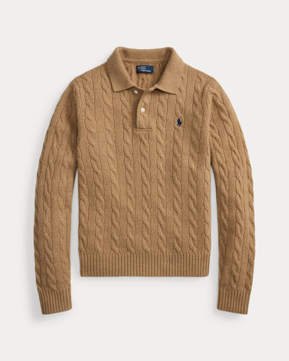 Ralph Lauren CableKnit WoolCashmere Polo Sweater