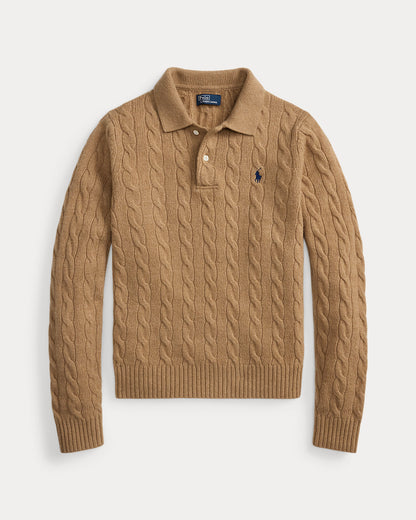 Ralph Lauren CableKnit WoolCashmere Polo Sweater