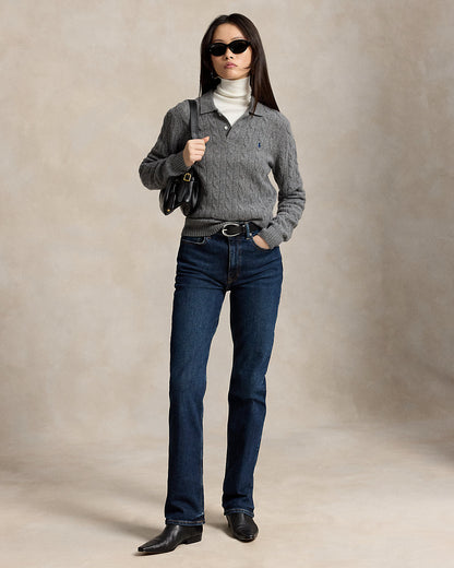 Ralph Lauren CableKnit WoolCashmere Polo Sweater