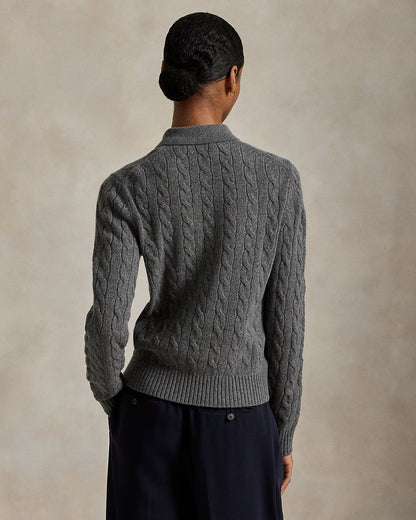 Ralph Lauren CableKnit WoolCashmere Polo Sweater