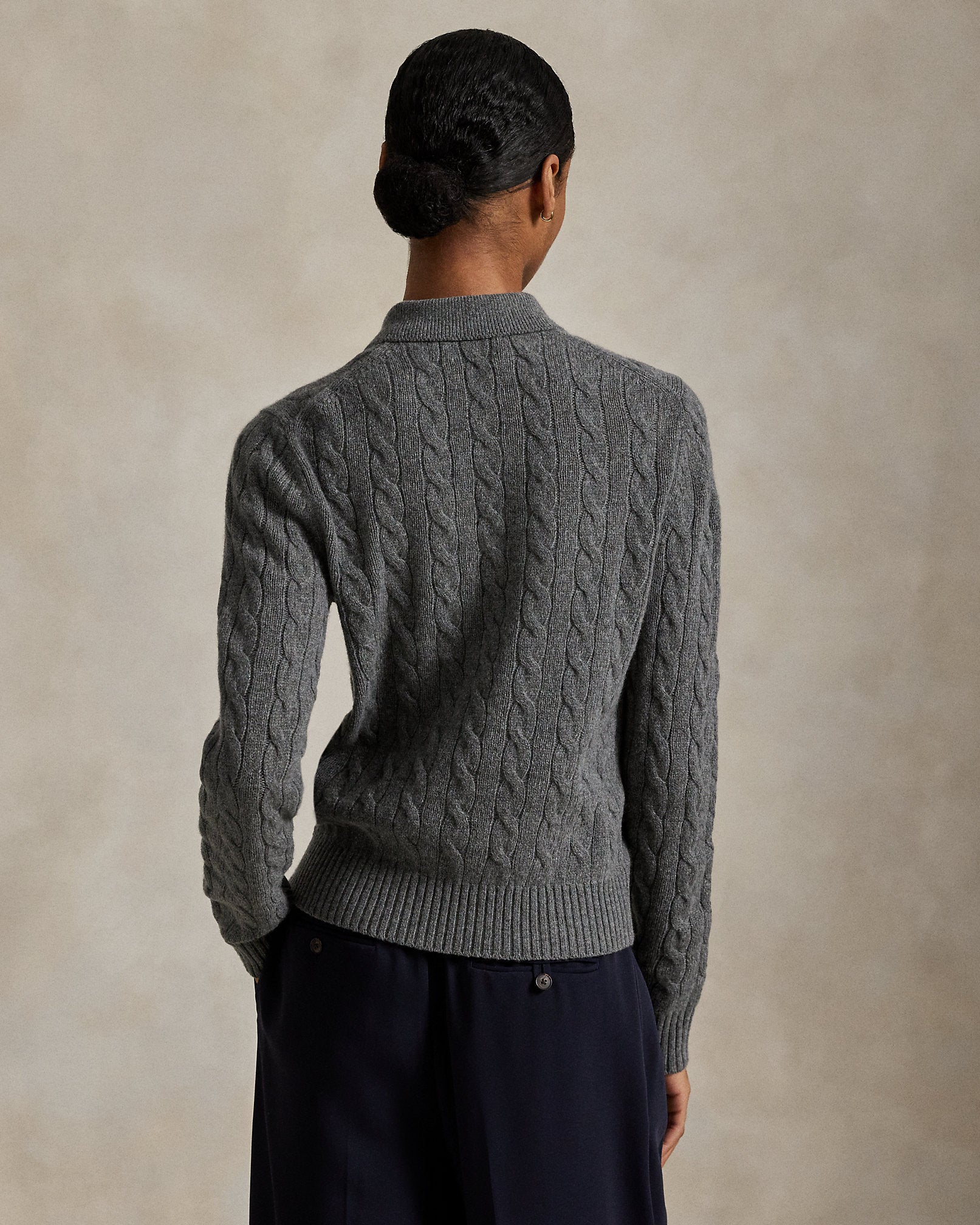 Ralph Lauren CableKnit WoolCashmere Polo Sweater