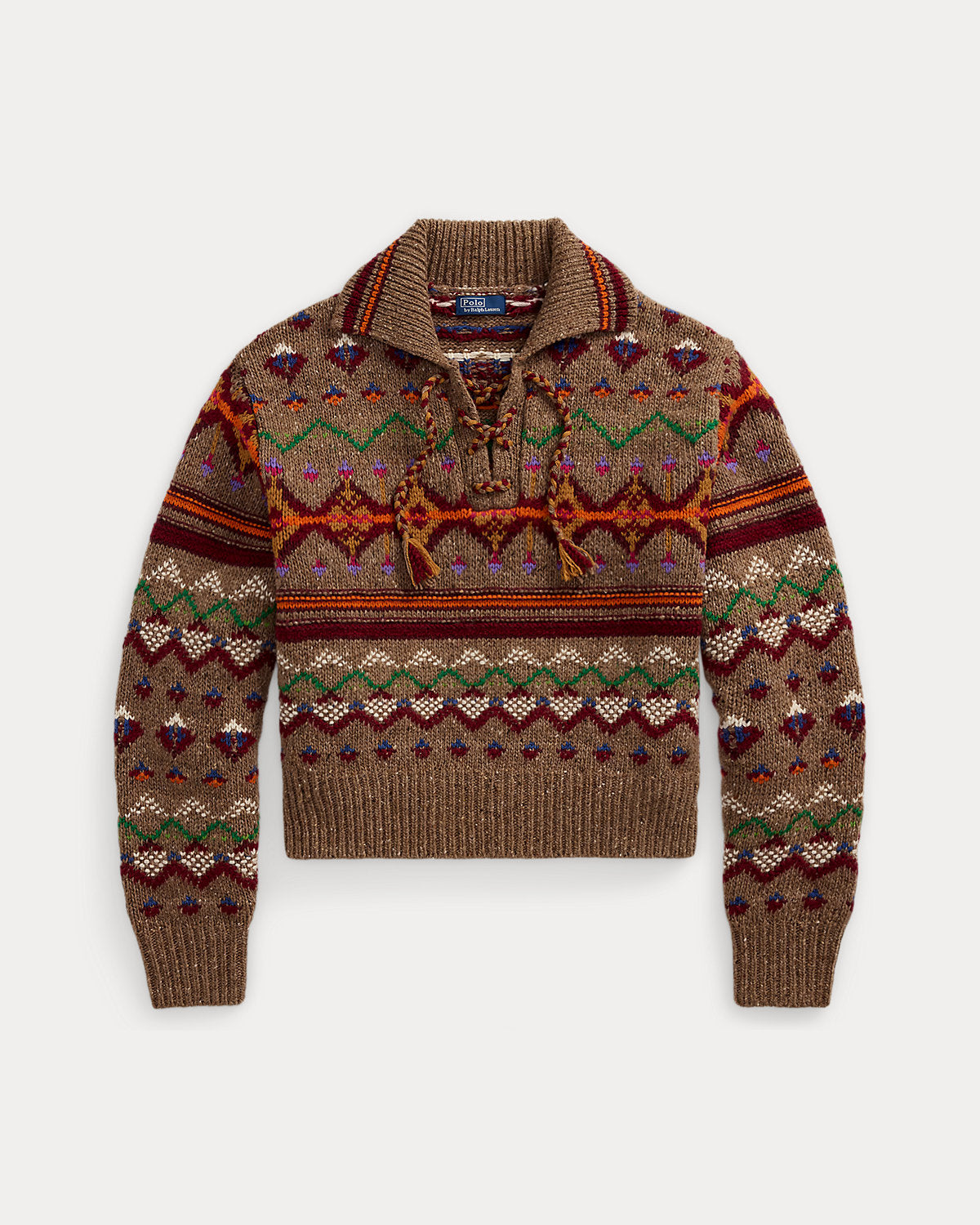 Ralph Lauren Fair Isle LaceUp Wool Sweater